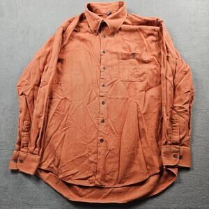 Haupt Flannel Shirt Mens XL Orange Zig Zag Weave Two Ply Germany
